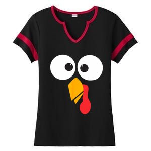 Thanksgiving Turkey Face Matching Family Costume Cute Gift Ladies Halftime Notch Neck Tee