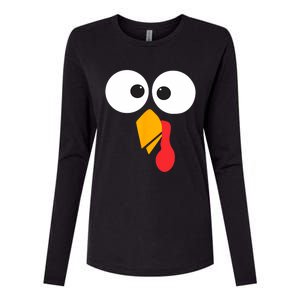 Thanksgiving Turkey Face Matching Family Costume Cute Gift Womens Cotton Relaxed Long Sleeve T-Shirt