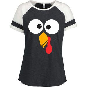 Thanksgiving Turkey Face Matching Family Costume Cute Gift Enza Ladies Jersey Colorblock Tee