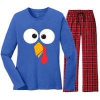 Thanksgiving Turkey Face Matching Family Costume Cute Gift Women's Long Sleeve Flannel Pajama Set 