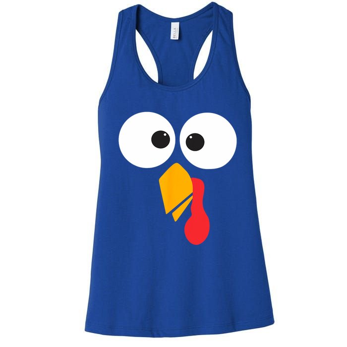 Thanksgiving Turkey Face Matching Family Costume Cute Gift Women's Racerback Tank