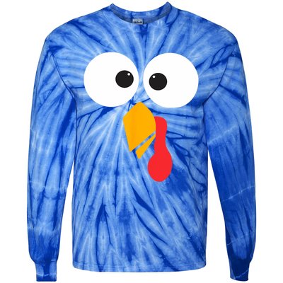 Thanksgiving Turkey Face Matching Family Costume Cute Gift Tie-Dye Long Sleeve Shirt