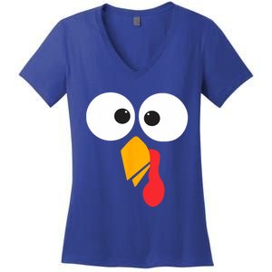 Thanksgiving Turkey Face Matching Family Costume Cute Gift Women's V-Neck T-Shirt