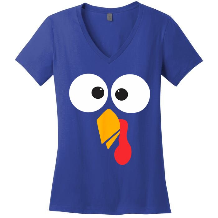 Thanksgiving Turkey Face Matching Family Costume Cute Gift Women's V-Neck T-Shirt