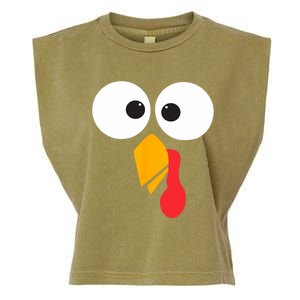 Thanksgiving Turkey Face Matching Family Costume Cute Gift Garment-Dyed Women's Muscle Tee