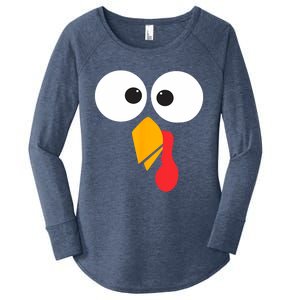 Thanksgiving Turkey Face Matching Family Costume Cute Gift Women's Perfect Tri Tunic Long Sleeve Shirt