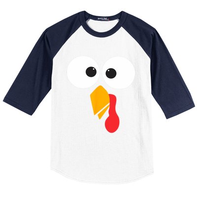 Thanksgiving Turkey Face Matching Family Costume Cute Gift Baseball Sleeve Shirt