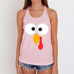 Thanksgiving Turkey Face Matching Family Costume Cute Gift Women's Knotted Racerback Tank