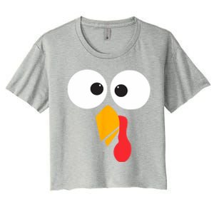 Thanksgiving Turkey Face Matching Family Costume Cute Gift Women's Crop Top Tee