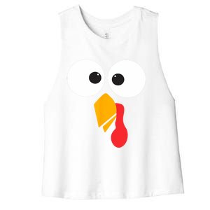 Thanksgiving Turkey Face Matching Family Costume Cute Gift Women's Racerback Cropped Tank