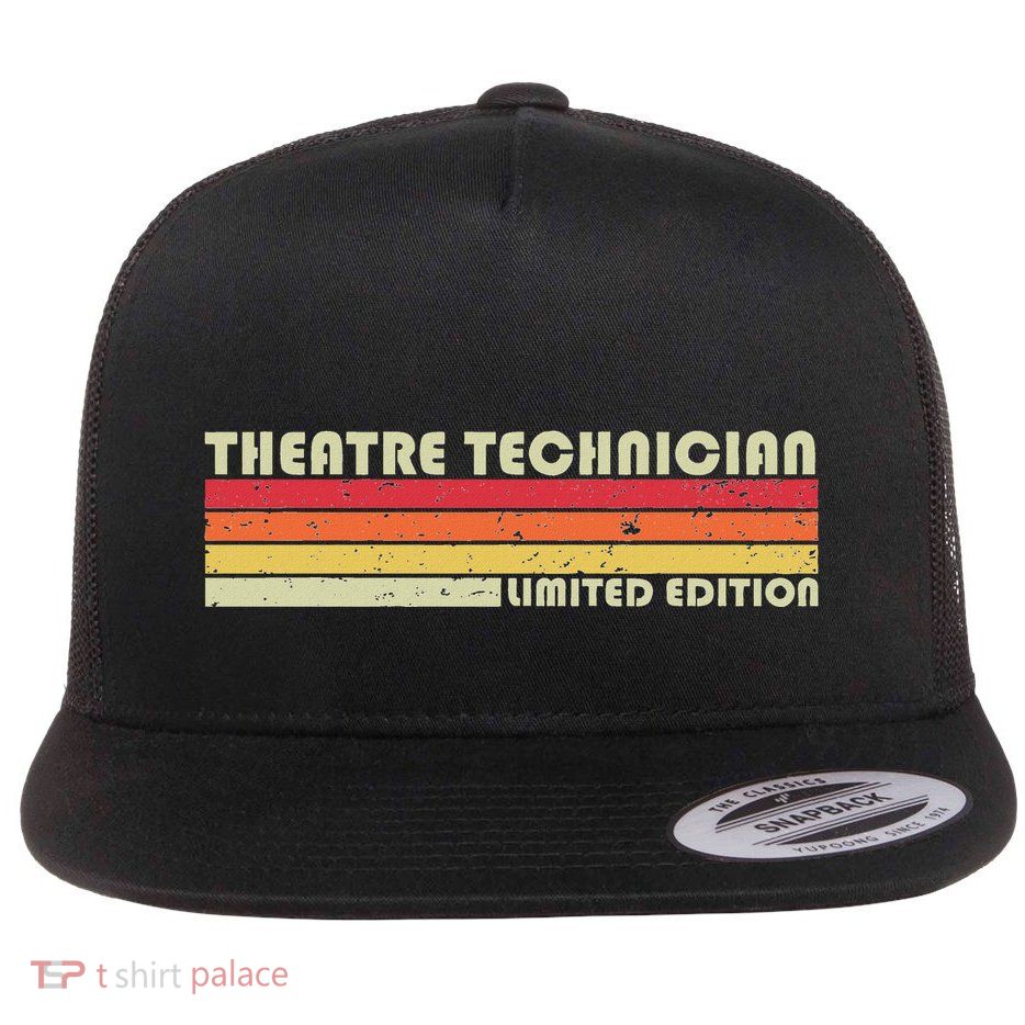 Theatre Technician Funny Job Title Birthday Worker Idea Flat Bill Trucker Hat