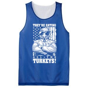 Turkey Trump Funny TheyRe Eating All The Turkeys Usa Flag Funny Gift Mesh Reversible Basketball Jersey Tank