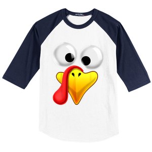 Thanksgiving Turkey Face Matching Family Costume Gift Gift Baseball Sleeve Shirt