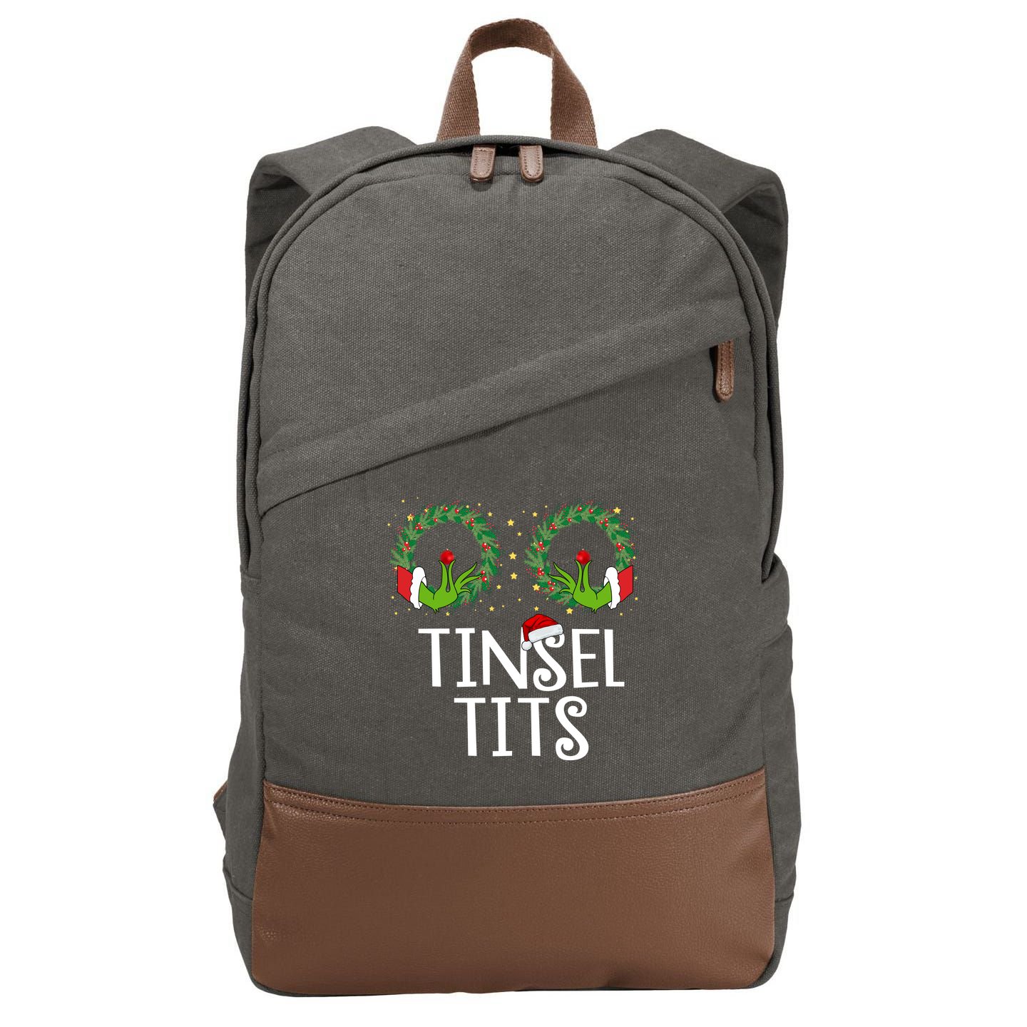 Tinsel Tits Funny Christmas Cotton Canvas Backpack