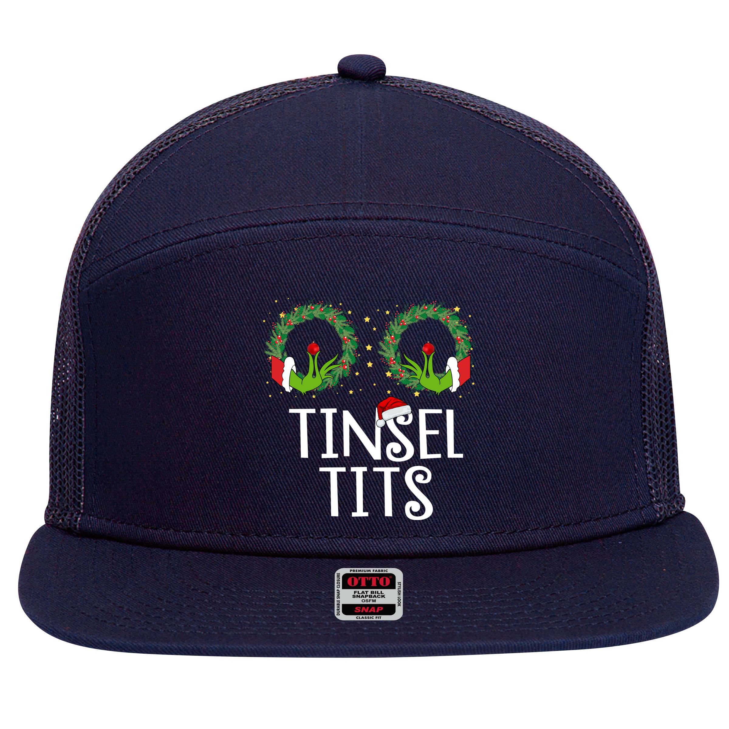 Tinsel Tits Funny Christmas 7 Panel Mesh Trucker Snapback Hat