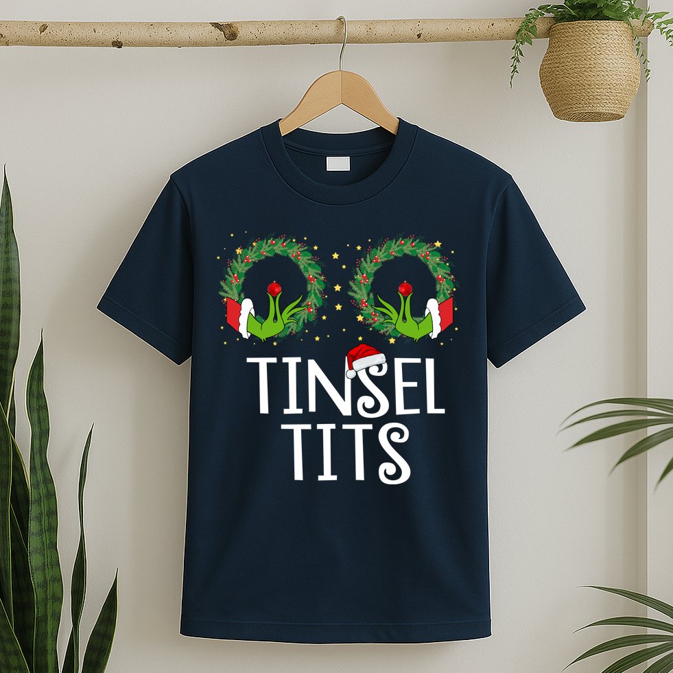 Tinsel Tits Funny Christmas T-Shirt