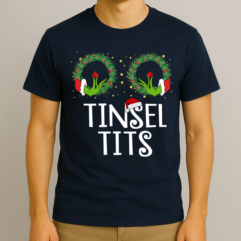 Tinsel Tits Funny Christmas T-Shirt