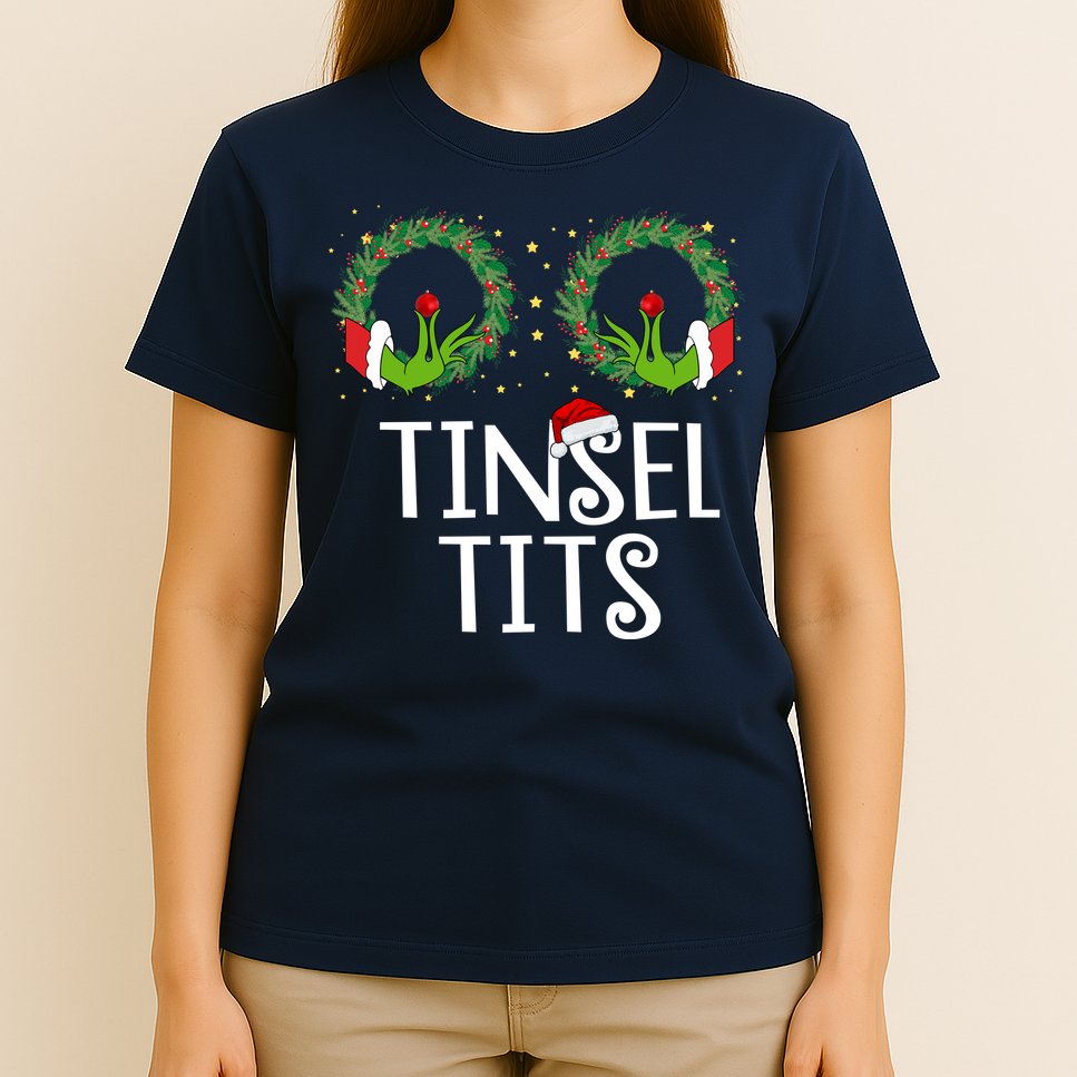 Tinsel Tits Funny Christmas T-Shirt