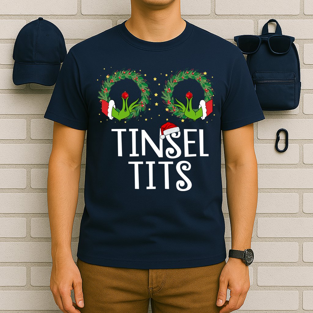 Tinsel Tits Funny Christmas T-Shirt
