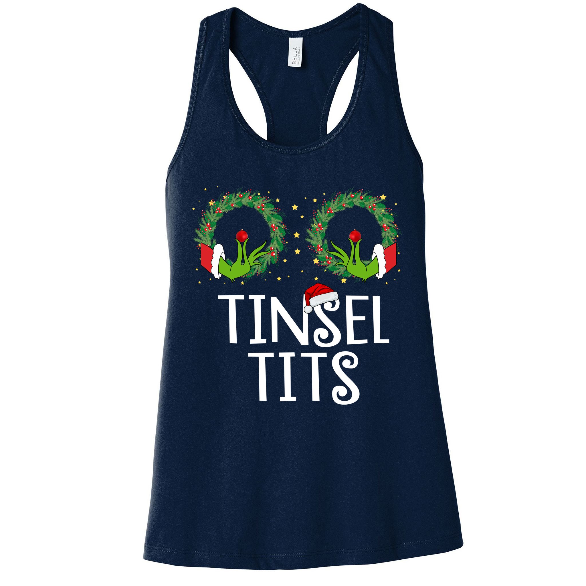 Tinsel Tits Funny Christmas Womens Tank Top