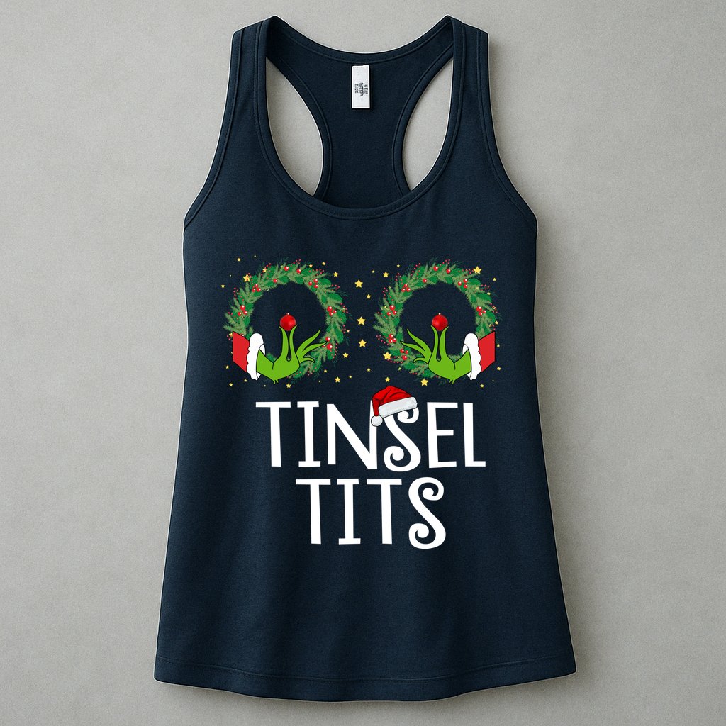 Tinsel Tits Funny Christmas Womens Tank Top