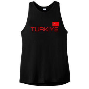 Turkiye Turkey Flag Turkish Sports Jersey Style Ladies PosiCharge Tri-Blend Wicking Tank