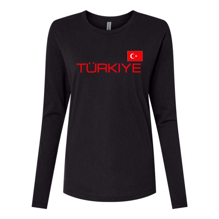 Turkiye Turkey Flag Turkish Sports Jersey Style Womens Cotton Relaxed Long Sleeve T-Shirt