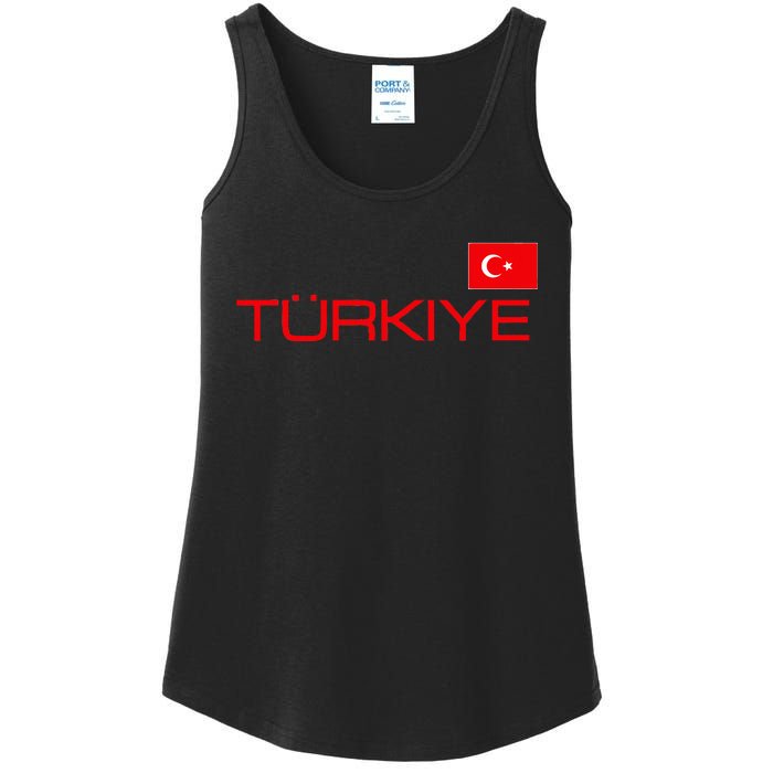 Turkiye Turkey Flag Turkish Sports Jersey Style Ladies Essential Tank