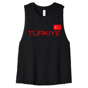 Turkiye Turkey Flag Turkish Sports Jersey Style Women's Racerback Cropped Tank