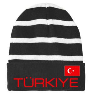 Turkiye Turkey Flag Turkish Sports Jersey Style Striped Beanie with Solid Band