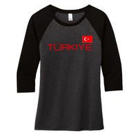 Turkiye Turkey Flag Turkish Sports Jersey Style Women's Tri-Blend 3/4-Sleeve Raglan Shirt