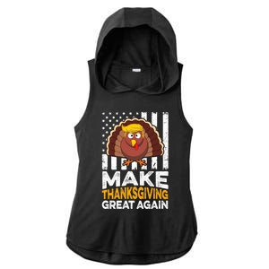 Turkey Trump Funny Make Thanksgiving Great Again Flag Sweatshirt Ladies PosiCharge Tri-Blend Wicking Draft Hoodie Tank