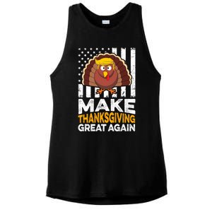 Turkey Trump Funny Make Thanksgiving Great Again Flag Sweatshirt Ladies PosiCharge Tri-Blend Wicking Tank