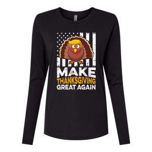 Turkey Trump Funny Make Thanksgiving Great Again Flag Sweatshirt Womens Cotton Relaxed Long Sleeve T-Shirt