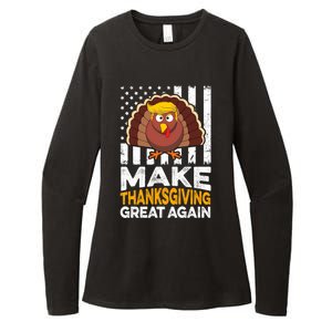 Turkey Trump Funny Make Thanksgiving Great Again Flag Sweatshirt Womens CVC Long Sleeve Shirt