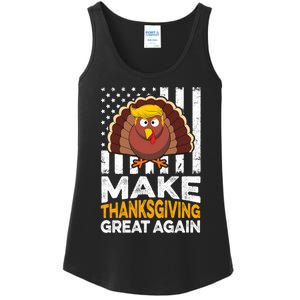 Turkey Trump Funny Make Thanksgiving Great Again Flag Sweatshirt Ladies Essential Tank