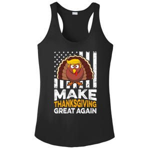 Turkey Trump Funny Make Thanksgiving Great Again Flag Sweatshirt Ladies PosiCharge Competitor Racerback Tank