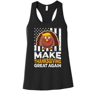 Turkey Trump Funny Make Thanksgiving Great Again Flag Sweatshirt Women's Racerback Tank