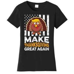 Turkey Trump Funny Make Thanksgiving Great Again Flag Sweatshirt Women's T-Shirt