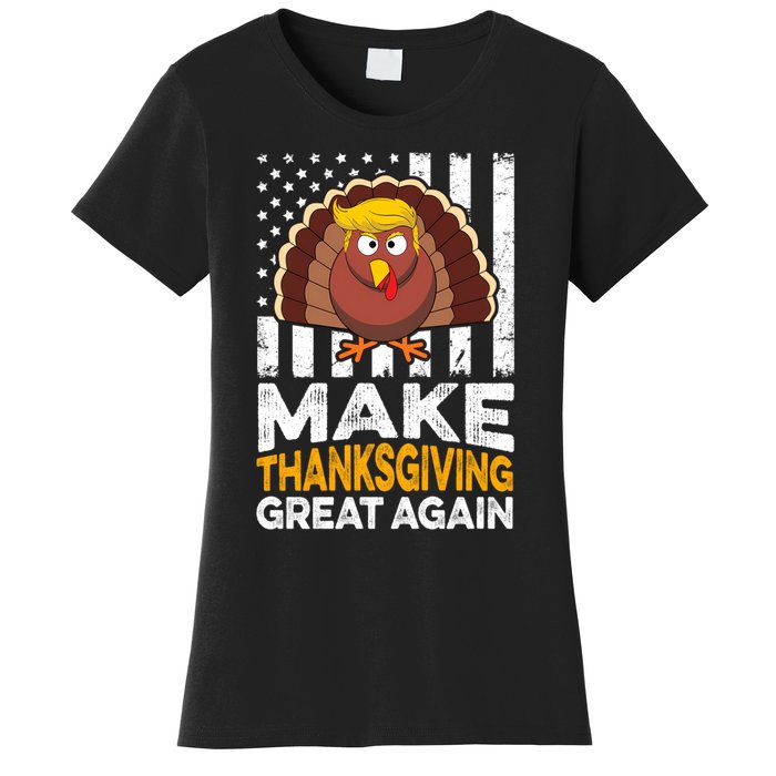 Turkey Trump Funny Make Thanksgiving Great Again Flag Sweatshirt Women's T-Shirt