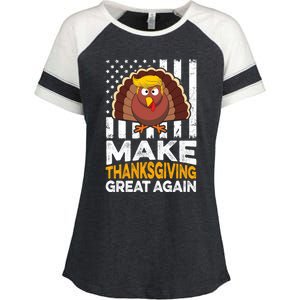 Turkey Trump Funny Make Thanksgiving Great Again Flag Sweatshirt Enza Ladies Jersey Colorblock Tee