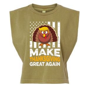 Turkey Trump Funny Make Thanksgiving Great Again Flag Sweatshirt Garment-Dyed Women's Muscle Tee