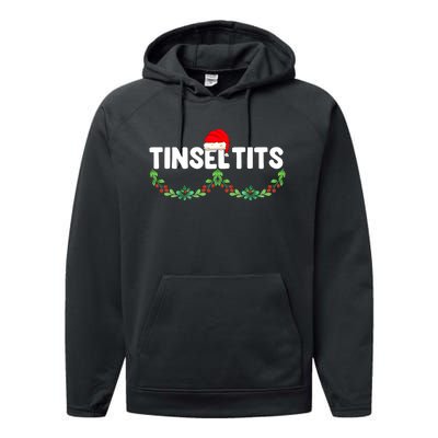 Tinsel Tits Funny Couple Christmas Jingle Balls Tinsel Tits Performance Fleece Hoodie