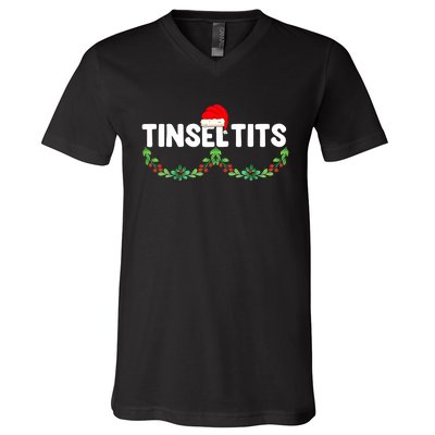 Tinsel Tits Funny Couple Christmas Jingle Balls Tinsel Tits V-Neck T-Shirt