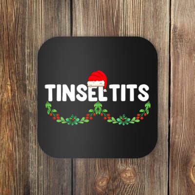 Tinsel Tits Funny Couple Christmas Jingle Balls Tinsel Tits Coaster