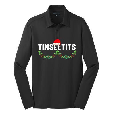 Tinsel Tits Funny Couple Christmas Jingle Balls Tinsel Tits Silk Touch Performance Long Sleeve Polo