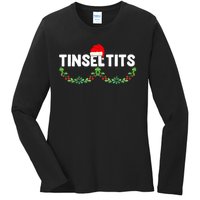 Tinsel Tits Funny Couple Christmas Jingle Balls Tinsel Tits Ladies Long Sleeve Shirt