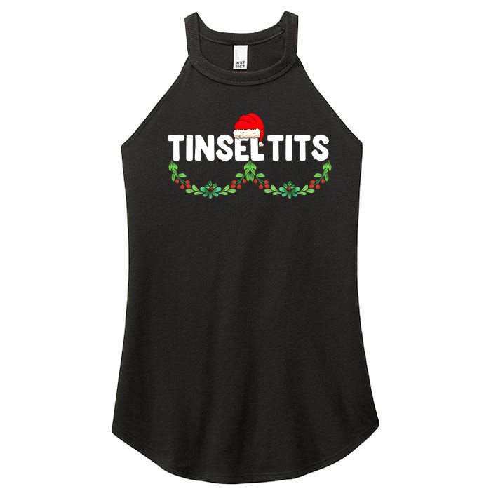 Tinsel Tits Funny Couple Christmas Jingle Balls Tinsel Tits Women's Perfect Tri Rocker Tank