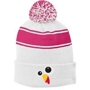 Thanksgiving Turkey Face Costume Set Stripe Pom Pom Beanie