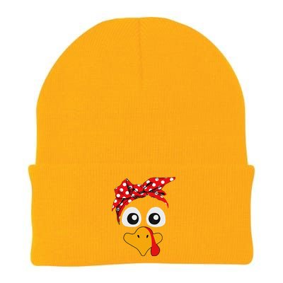 Thanksgiving Turkey Face Leopard Print Glasses Women Knit Cap Winter Beanie